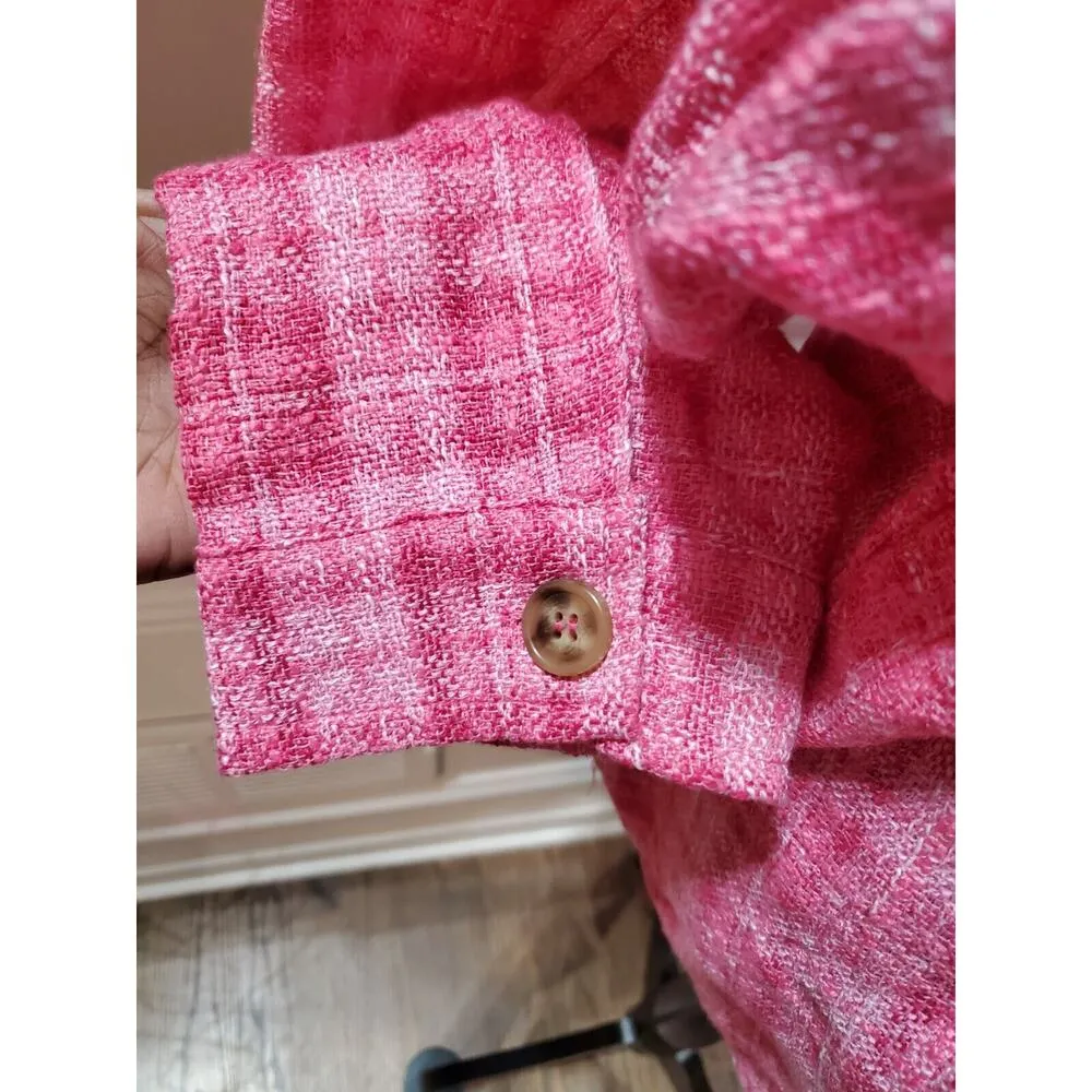 Andthewhy Womens Pink Plaid Long Sleeve Collared Button Front Jacket Size 3XL - Image 9