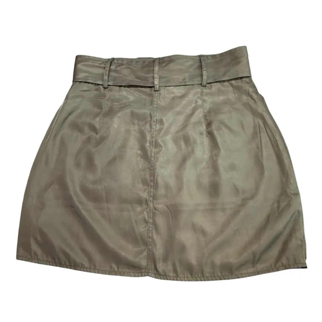 Fore Womens Size M Belted Cargo Pocket Utility Skirt Olive Green Mini Fall Satin Size M - Image 5