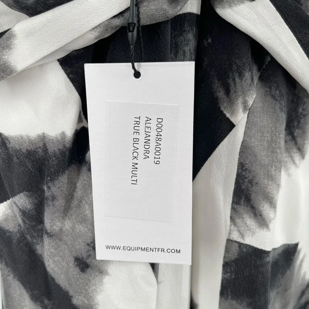 EQUIPMENT Dress Size 4 100% Silk Alejandra Midi True Black Multi Print SAMPLE - Image 6
