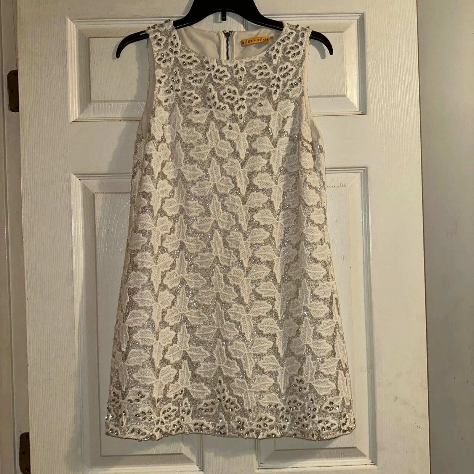 Alice + Olivia Dress Size 4‎ Sleeveless Floral Lace Embellished Party Cocktail - Image 2