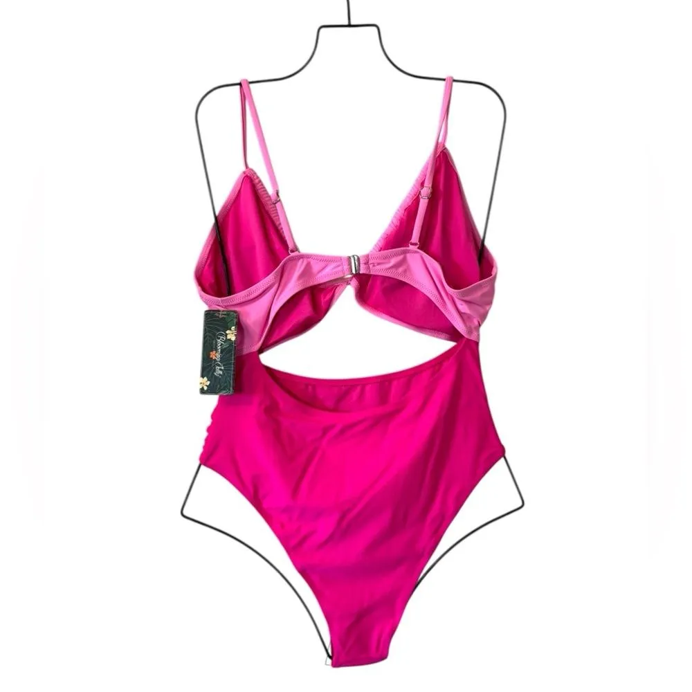 Blooming Jelly Womens One Piece Swimsuit Tummy Control Pink Magenta L NWT Size L - Image 3