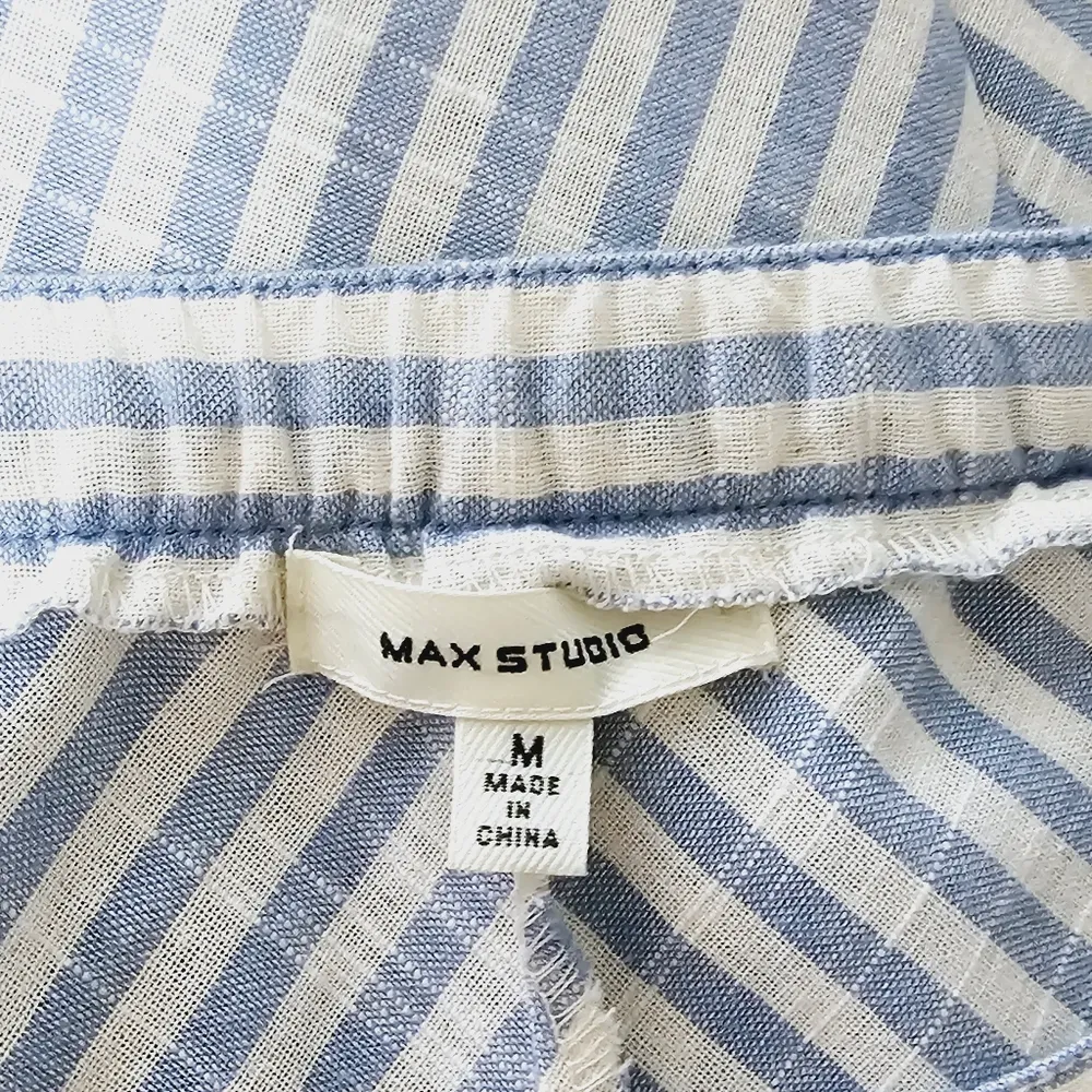 Max Studio Blue & White Diagonal Stripe Yarn Dye Button Front Skirt Size Medium - Image 6