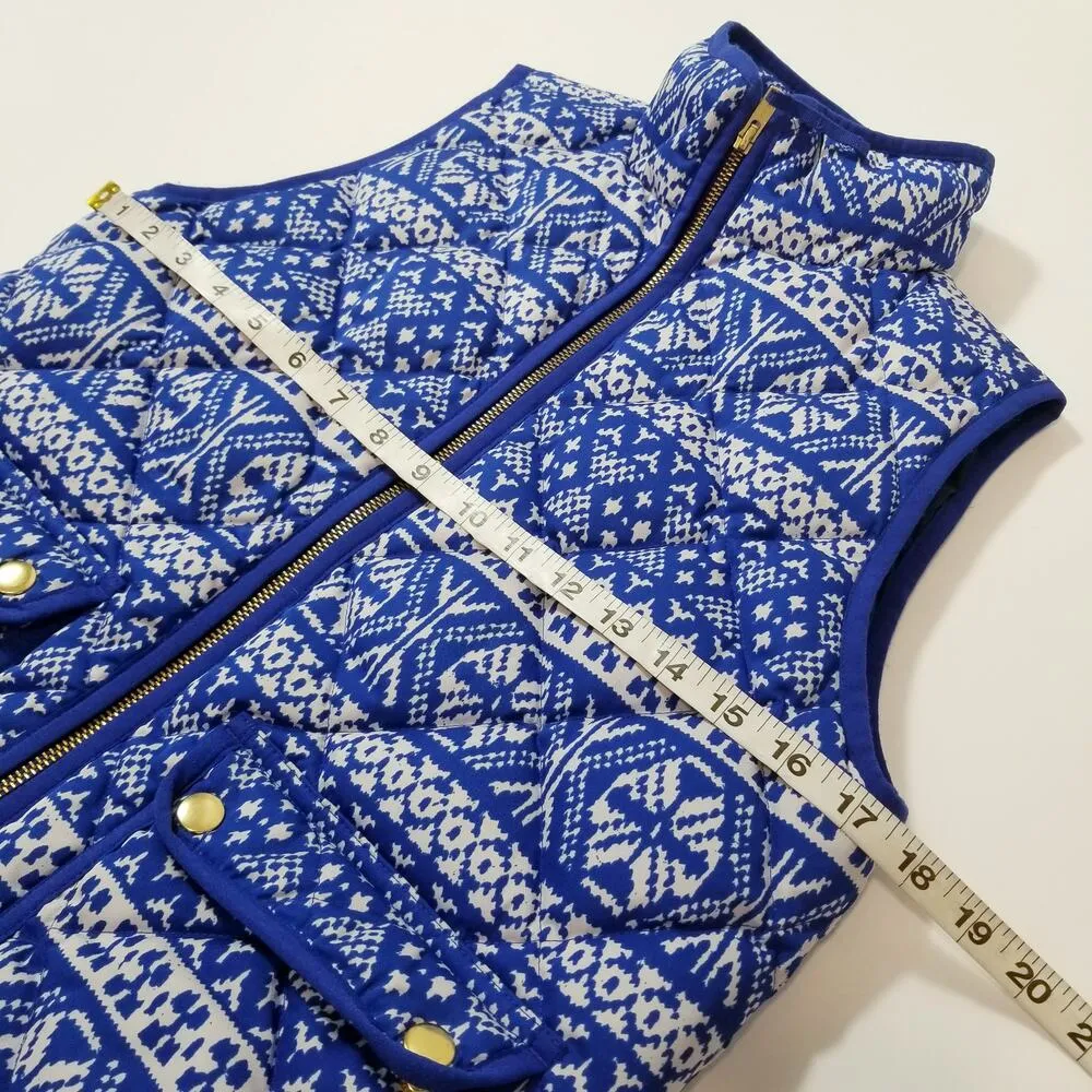 J. Crew Blue Fair Isle Quilted Printed Down Puffer Vest - Image 5
