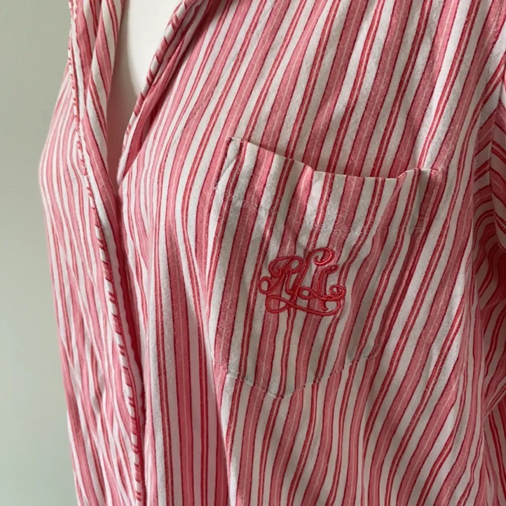 Ralph Lauren Pink Striped Pajama Set Large - Image 2