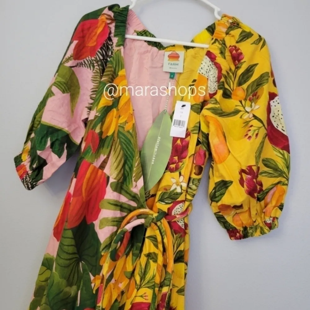 Farm Rio Mixed Print Midi Wrap Dress - Image 4