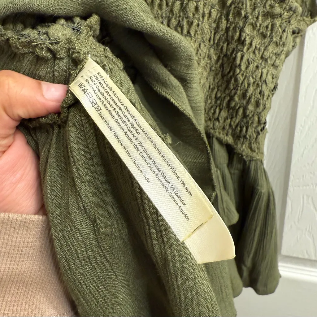 Free People Adella Lace Ruffle Camisole Top Olive Sparrow Forest Green Size M - Image 12