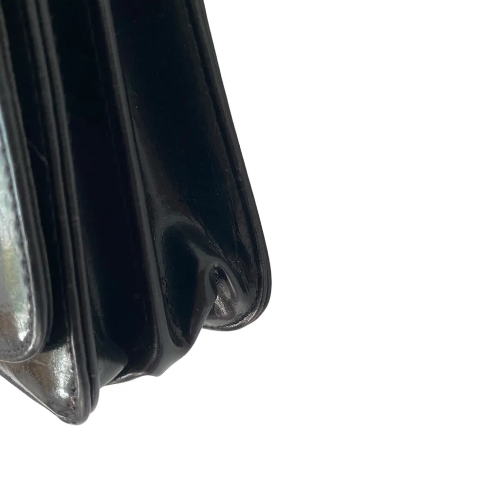 Black Faux Leather Bag with Gold Tiger Accent Black Gold Chain Strap - Image 3