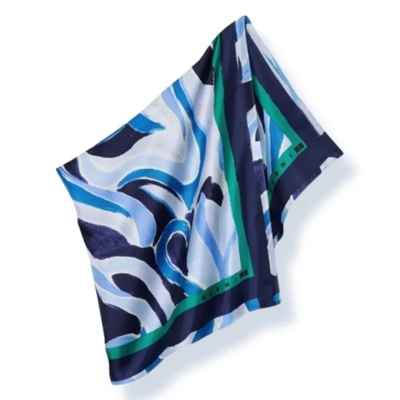 Marni x Uniqlo Silk Furoshiki Scarf Blue Green Abstract Art Print 27.5 Inches - Image 2