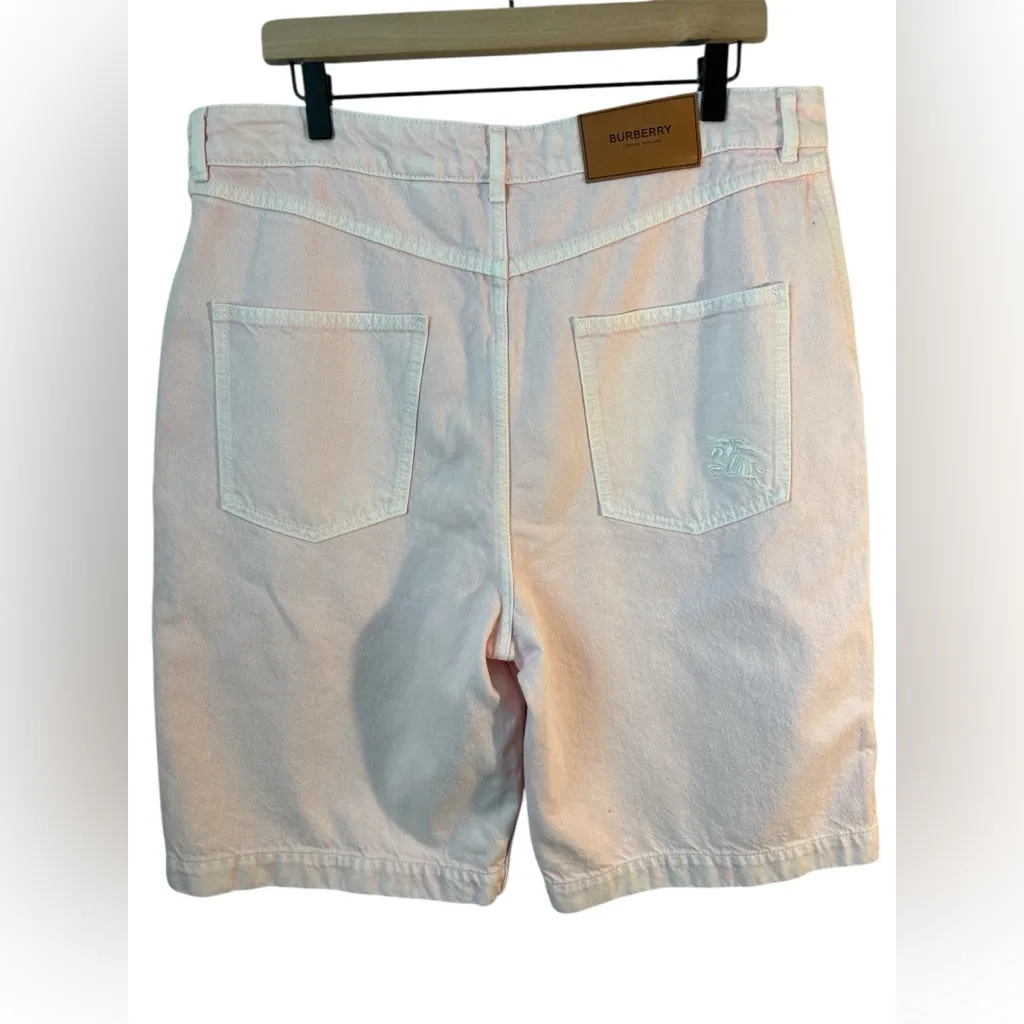 NWT Burberry High-Waist Denim jean shorts Cotton Jorts. Baby Pink, Bermuda US 14 - Image 2