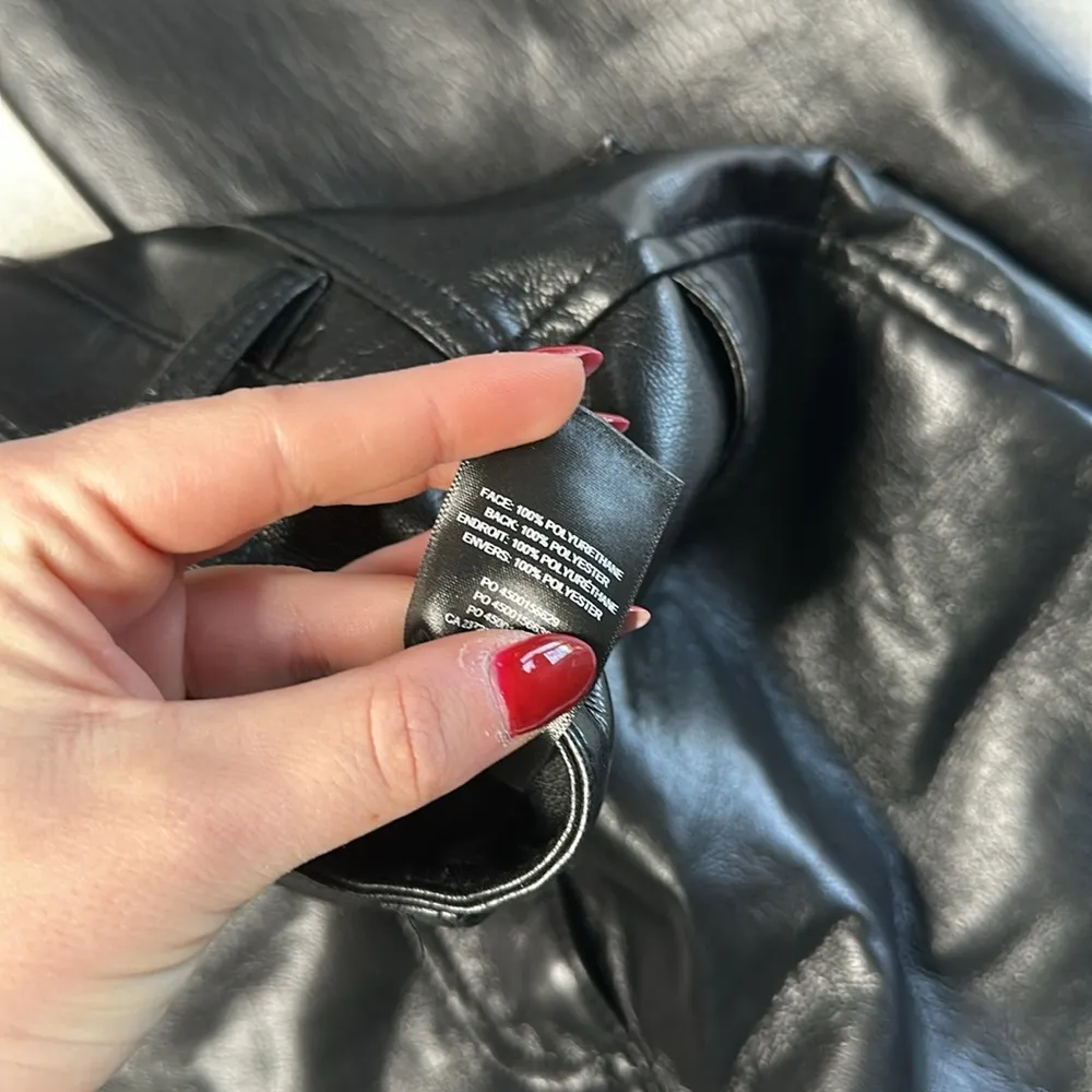 Aritzia Wilfred The Melina High Waisted Straight Leg Vegan Leather Pants Black Size 00 - Image 5