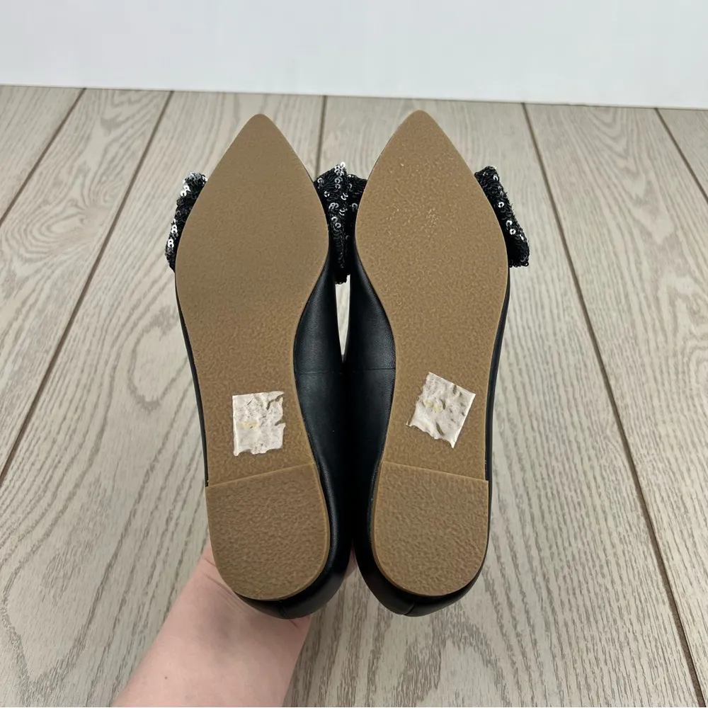 Jack Rogers Women's Debra Sequin Bow Point Toe Flats 6M Black Sparkle $138 - Image 7