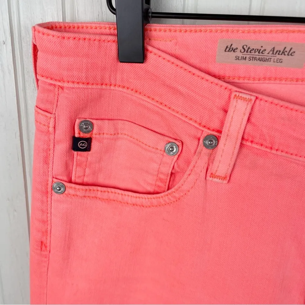 Ag Adriano Goldschmied Stevie Ankle Slim Straight Leg Jeans Neon Orange Size 29 - Image 5