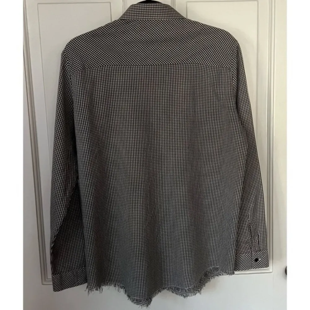 The Kooples Black White Checked Gingham Print Long Sleeve Button Down Shirt L - Image 3