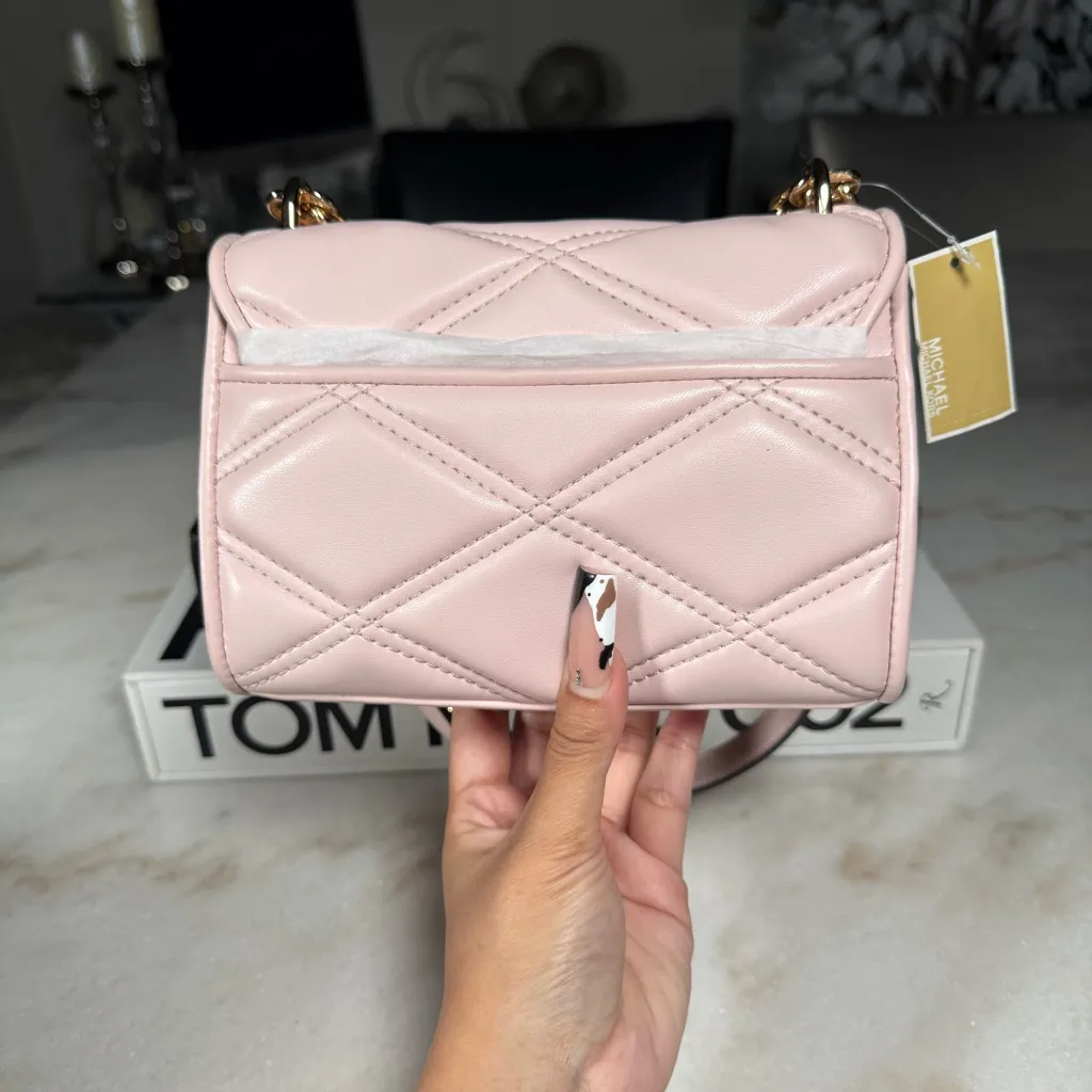 Michael Michael Kors Serena Small Quilted Studded Crossbody Bag Blush New NWT - Image 5