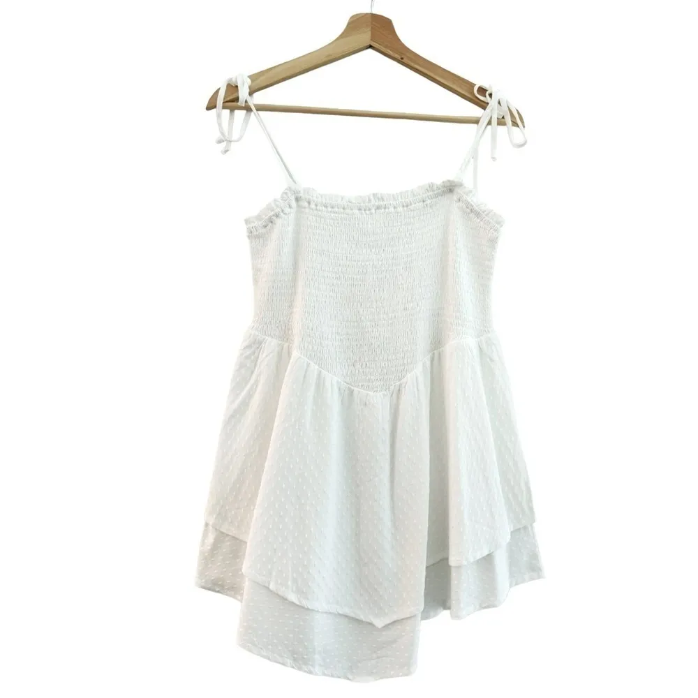 ANTHROPOLOGIE Lillian Smocked Cover Up Dress/Top White Convertible Size M NEW - Image 7