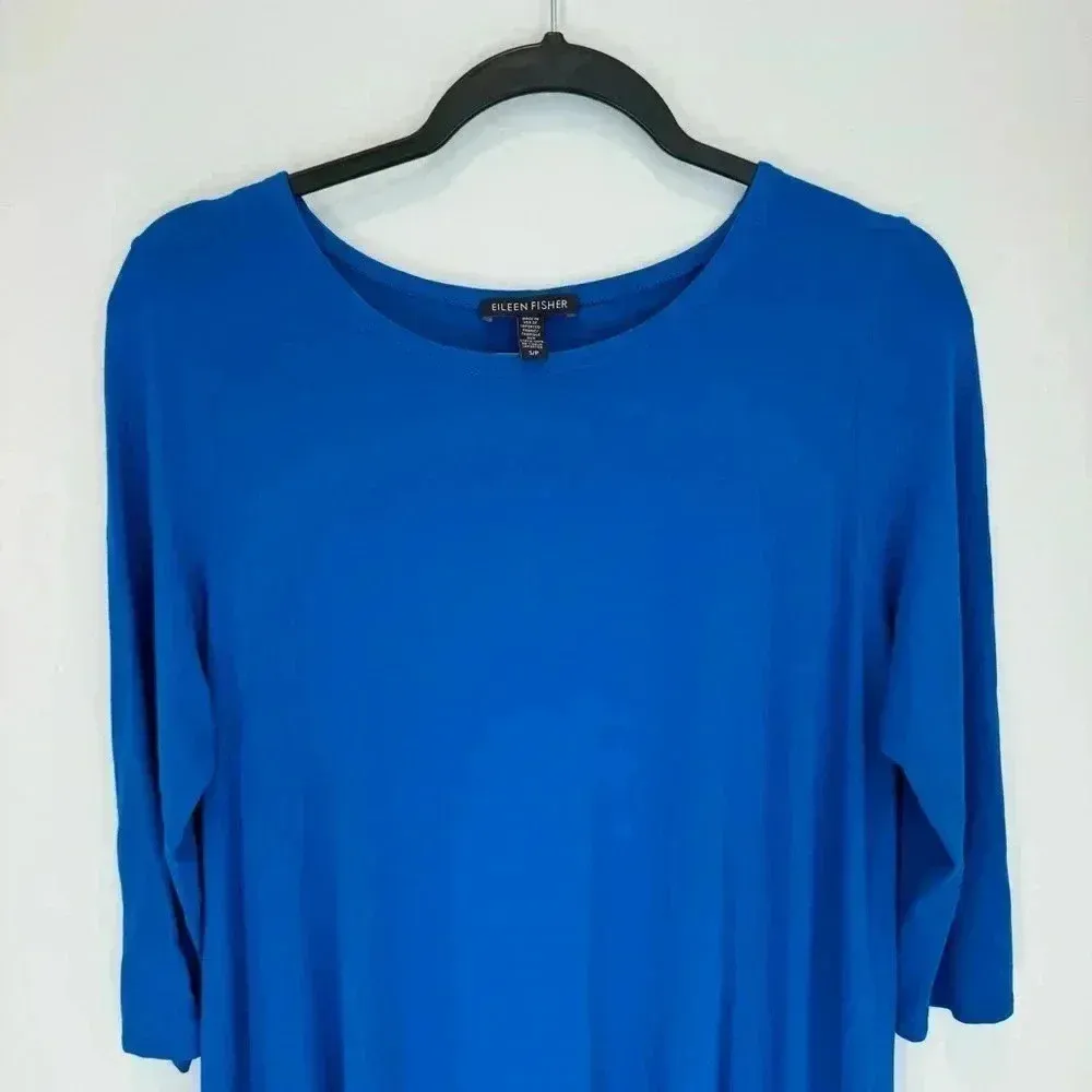 Eileen Fisher Lightweight Viscose Jersey Jewel Neck Tunic, Catalina, SP - Image 4