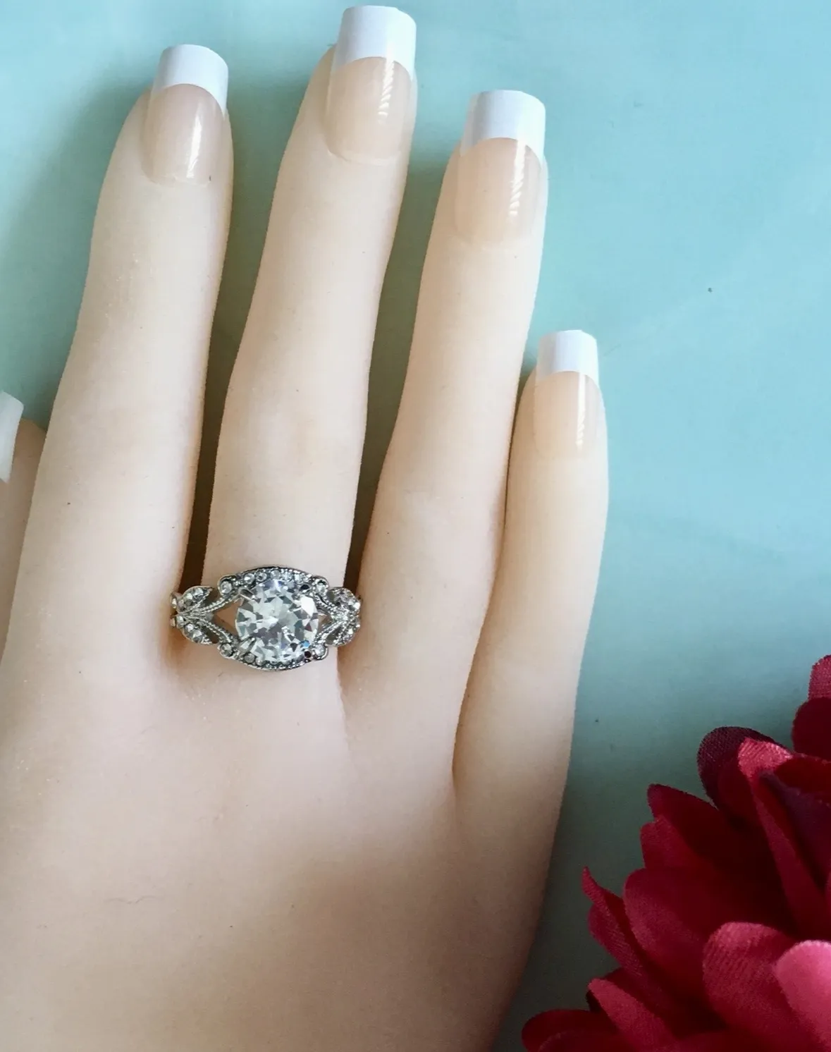 Cocktail Ring, Size 8 Silver - Image 4