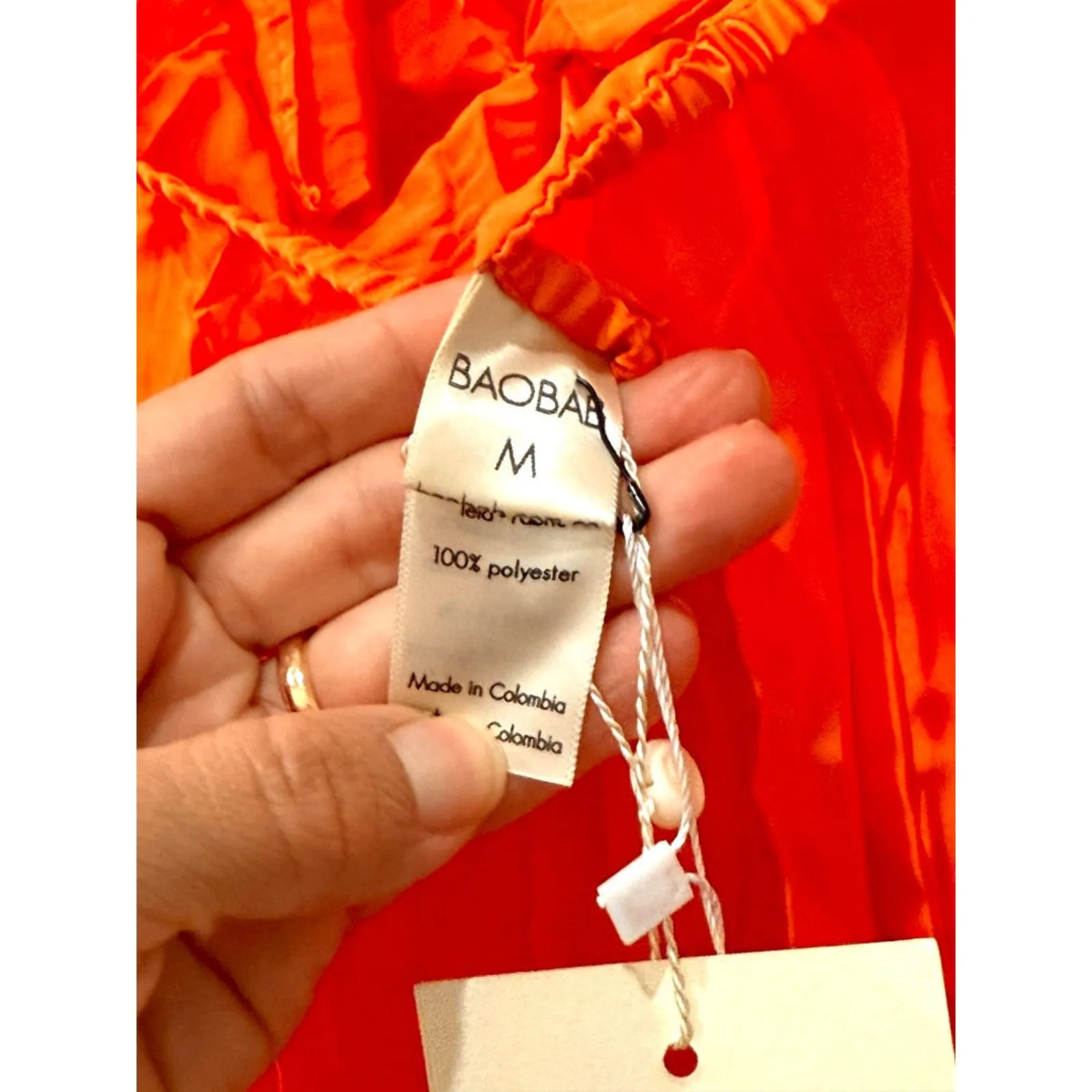 NWT Baobab Ariel Crinkle High Slit Strapless Maxi Dress Aperol Women's Medium Orange - Image 6