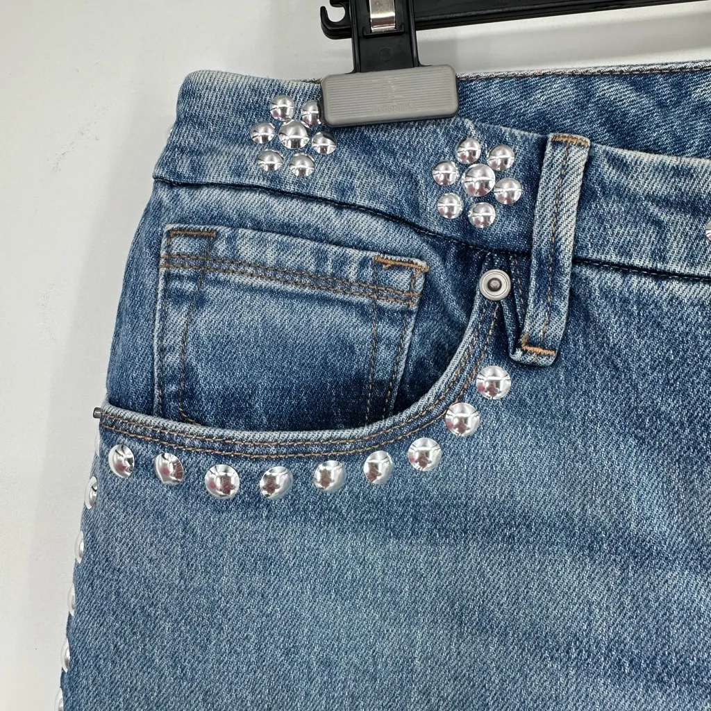 Good American Good Icon Studded Straight Jeans in Indigo895 NWT size 12/31 - Image 6