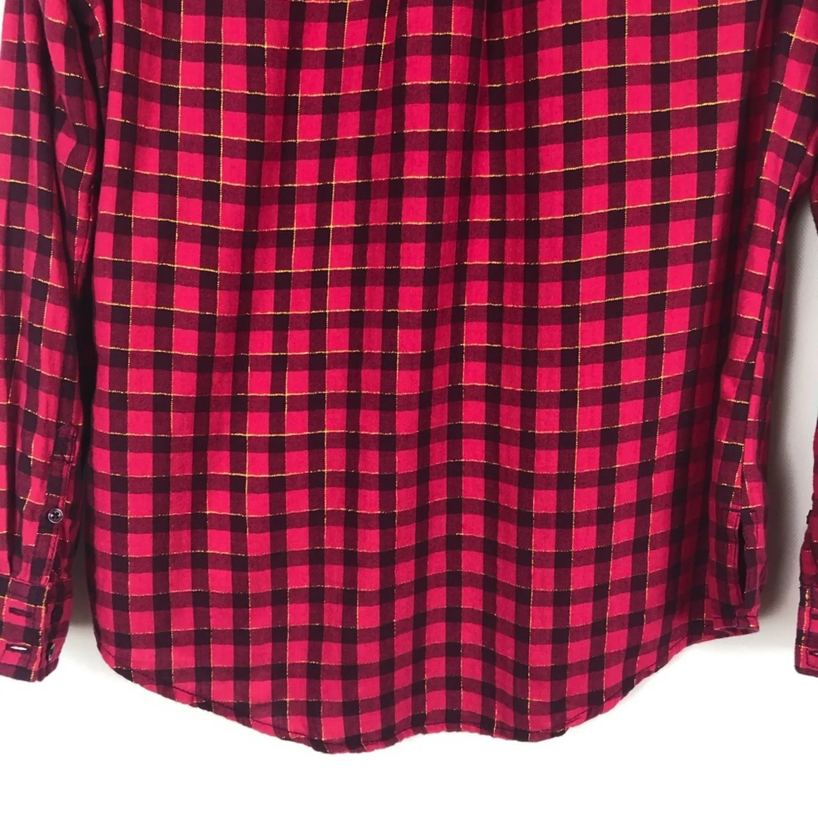 St. John’s Bay Button Down Pink Plaid Shirt Size PM - Image 7