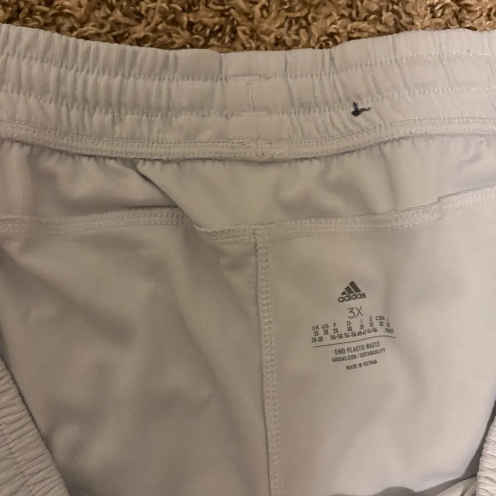 Adidas Athletic Shorts Size 3X Light Purple with White Stripes Elastic Waistband - Image 2