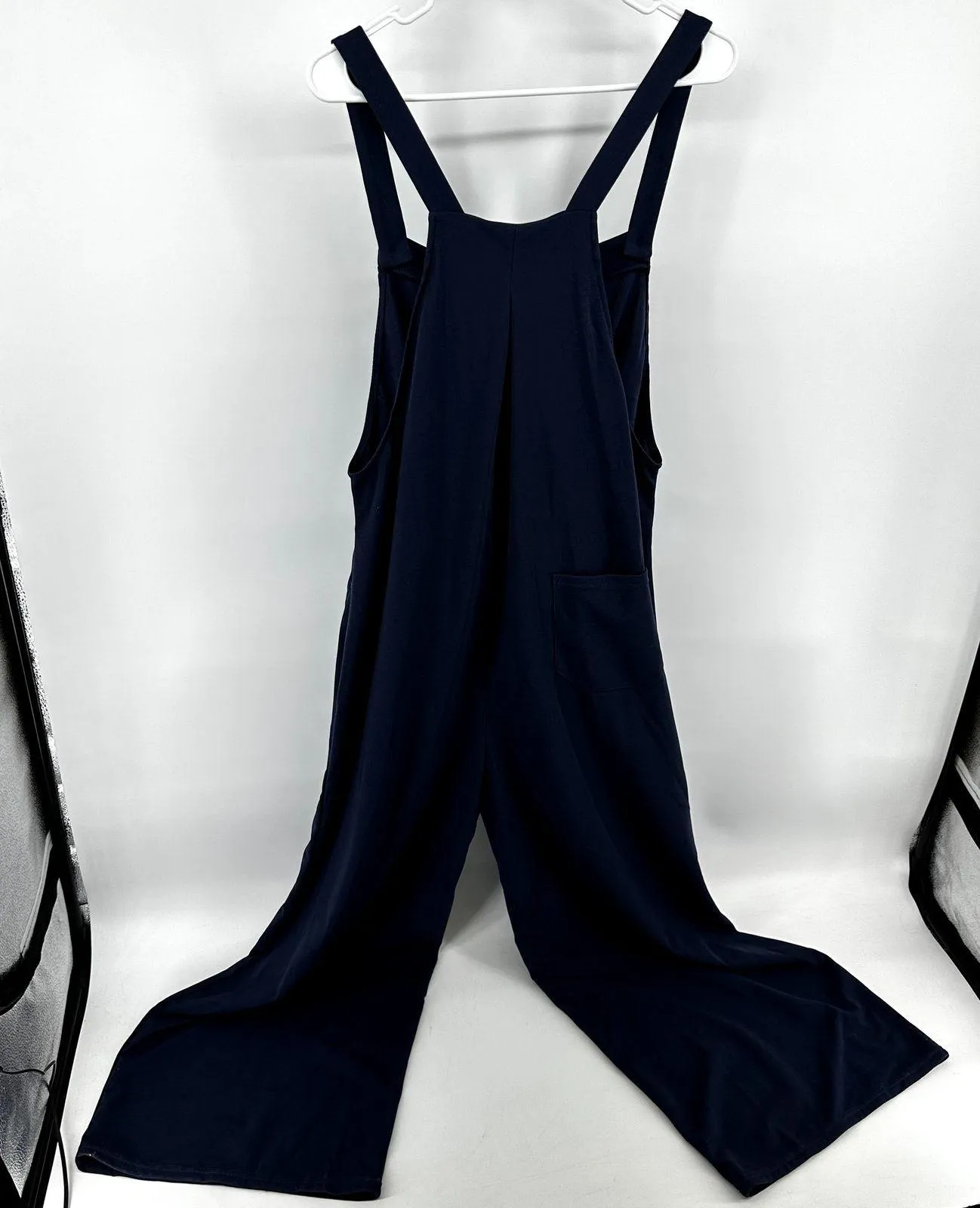 Halara  Adjustable Strap Button Multiple Pockets Waffle Overalls Blue XL NWT - Image 4