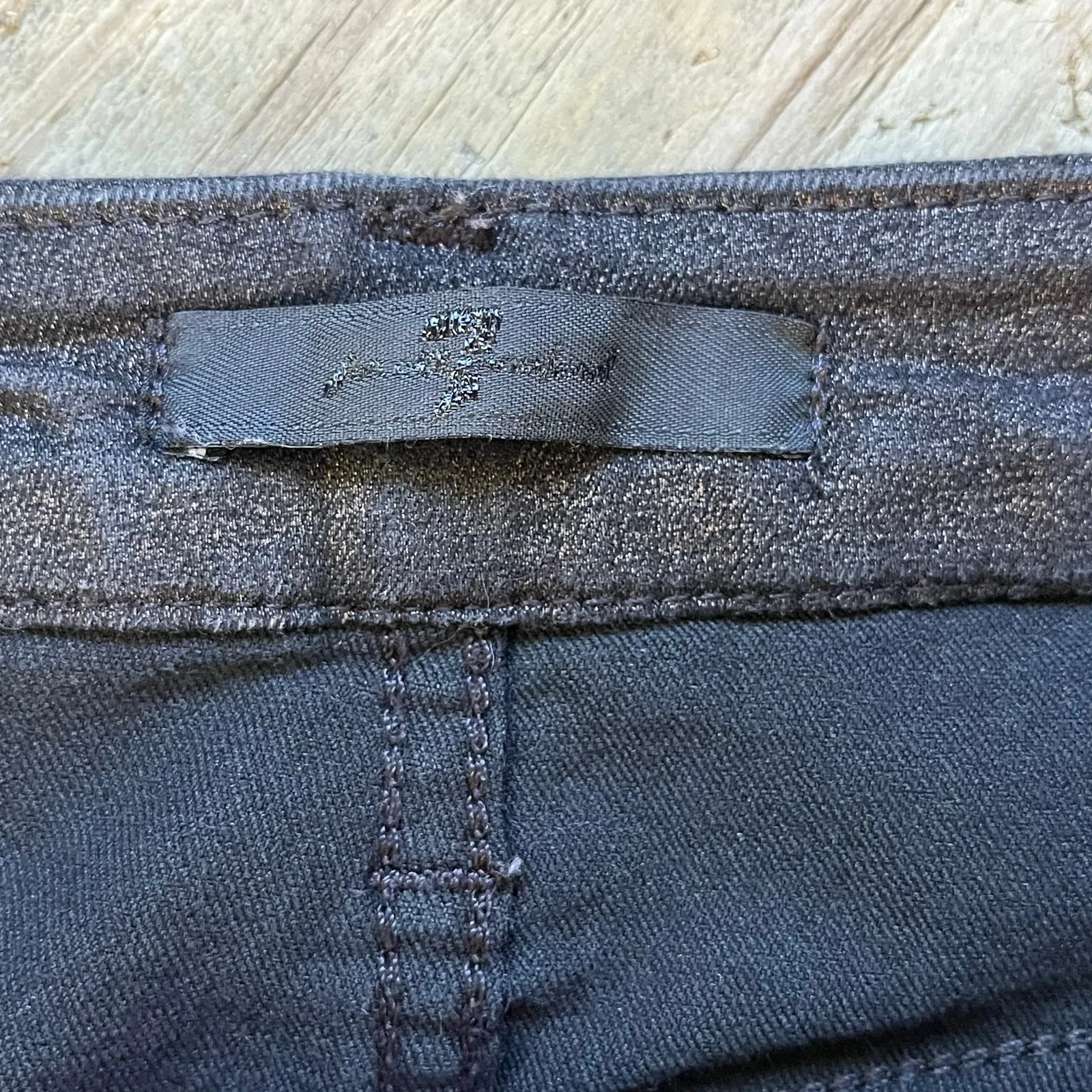 7 For All Mankind Women's Dark Grey Coated Skinny Jeans Size 25 - Image 6