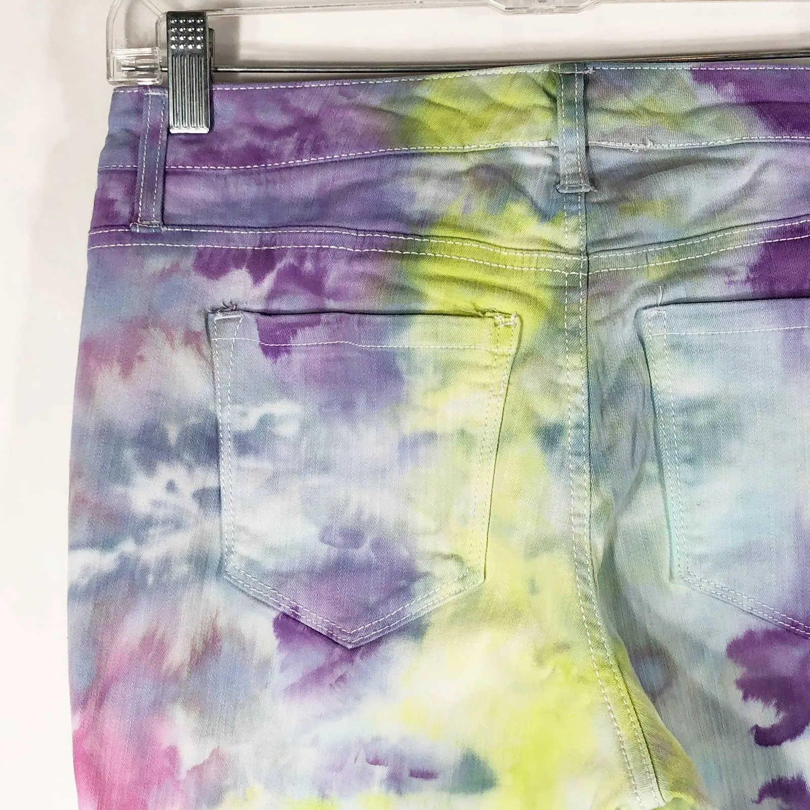 Crown Ivy Size‎ 6 Pants Bada Boom Tie Dye Handmade Blue Pink Green Tie Hem 222 - Image 6