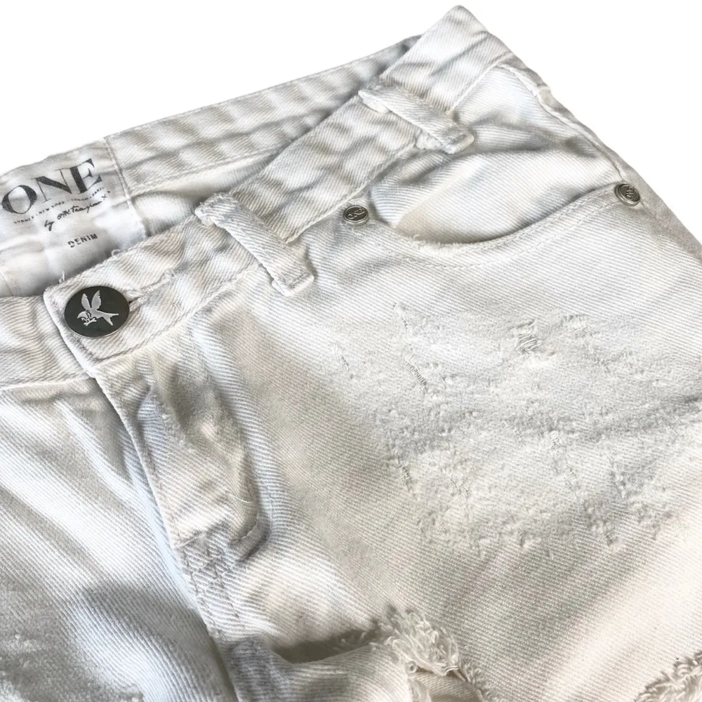 One Teaspoon ☻︎ Trashed Freebirds Ripped Destroyed Ankle Zipper Jeans ☻︎ White - Image 7