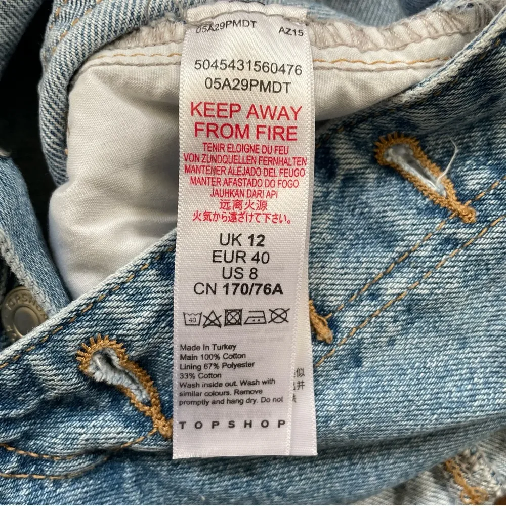 TOPSHOP ruched denim, button fly jean shorts, size UK12/EU40/US8 - Image 10