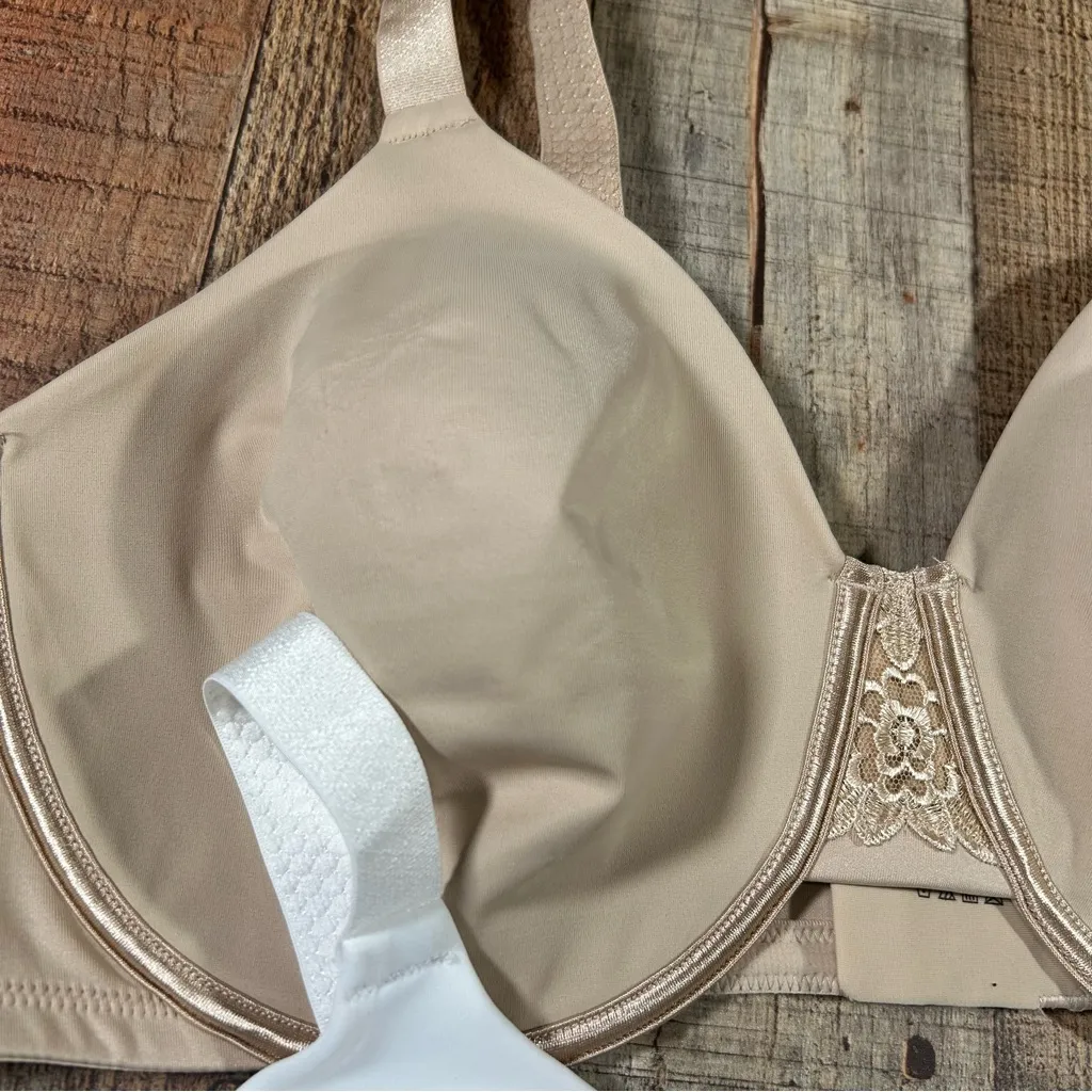 Vanity Fair Style 76080 42D Full Coverage Underwire Bras Set Beige White - Image 5