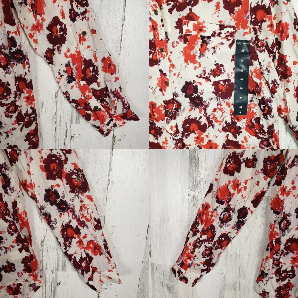 NWT Lucky Brand Half Button Floral Long Sleeve Tunic Top Women's Size Medium - Image 3