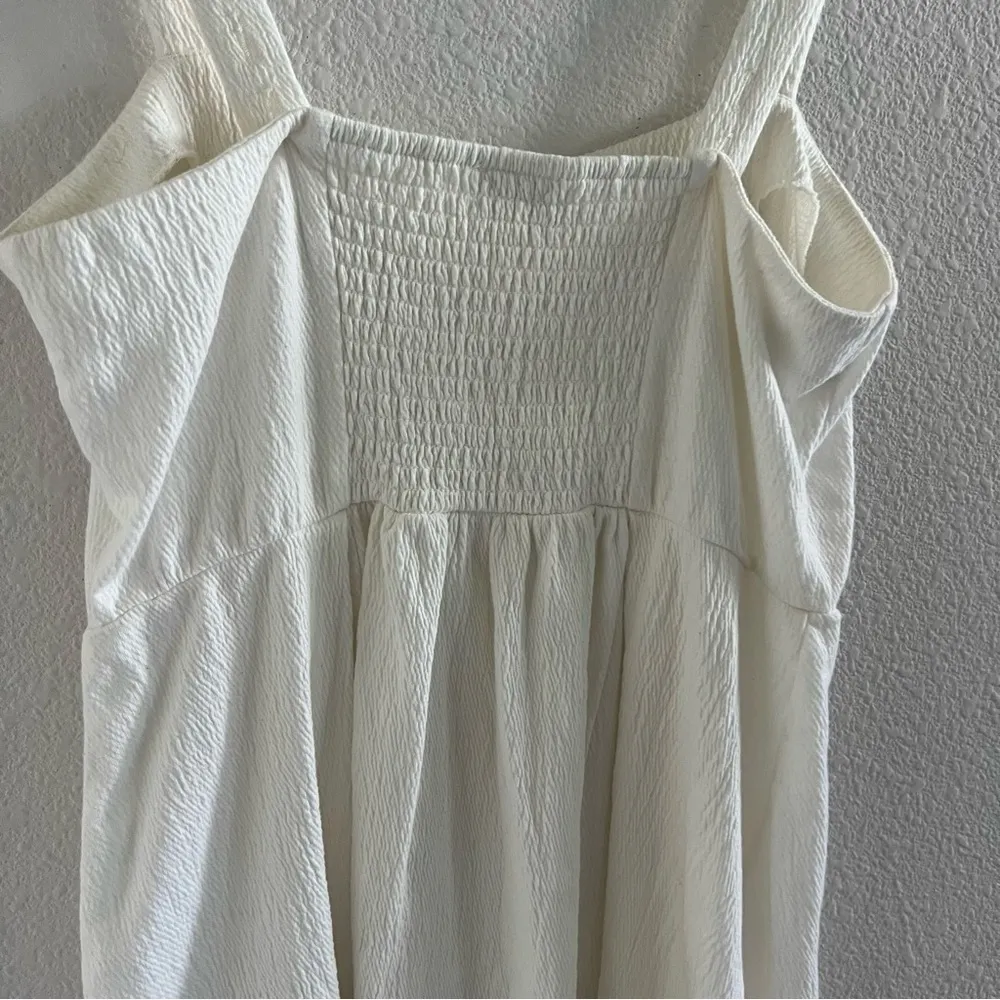 Others Follow White Textured Neutral Dress Smocked Back Adjustable Straps Small - Image 7
