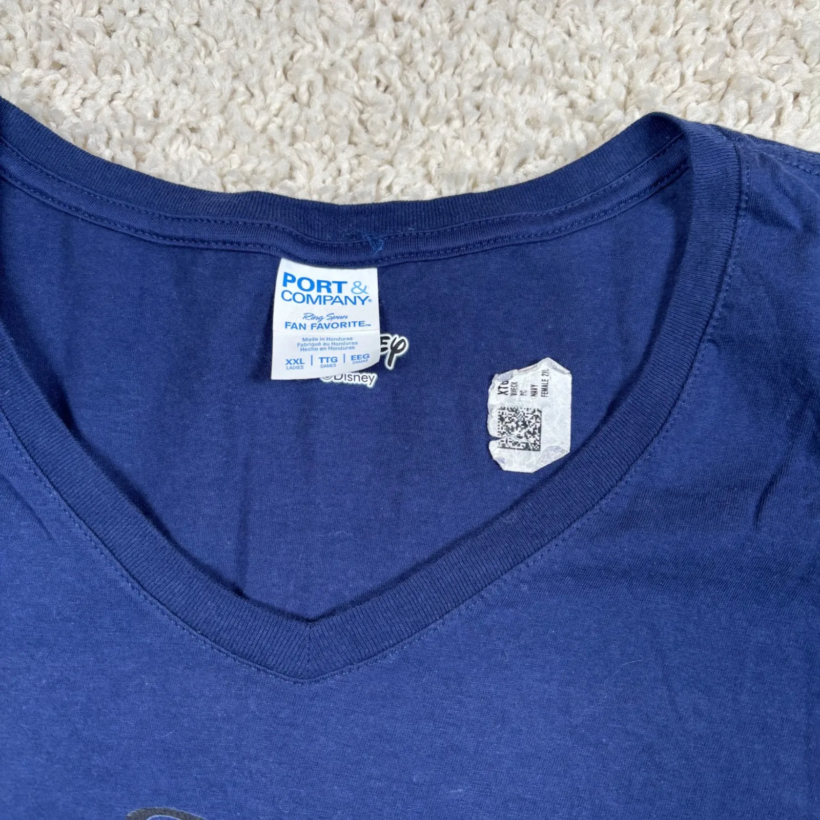 Disney Jasmine Magic Carpet Ride V Neck T Shirt Navy Blue Women's XXL - Image 3