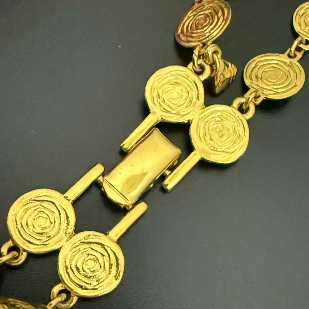 Vintage LCI LIZ CLAIBORNE Gold-tone Flat Roses Double Link 32” Long Necklace 56g - Image 12