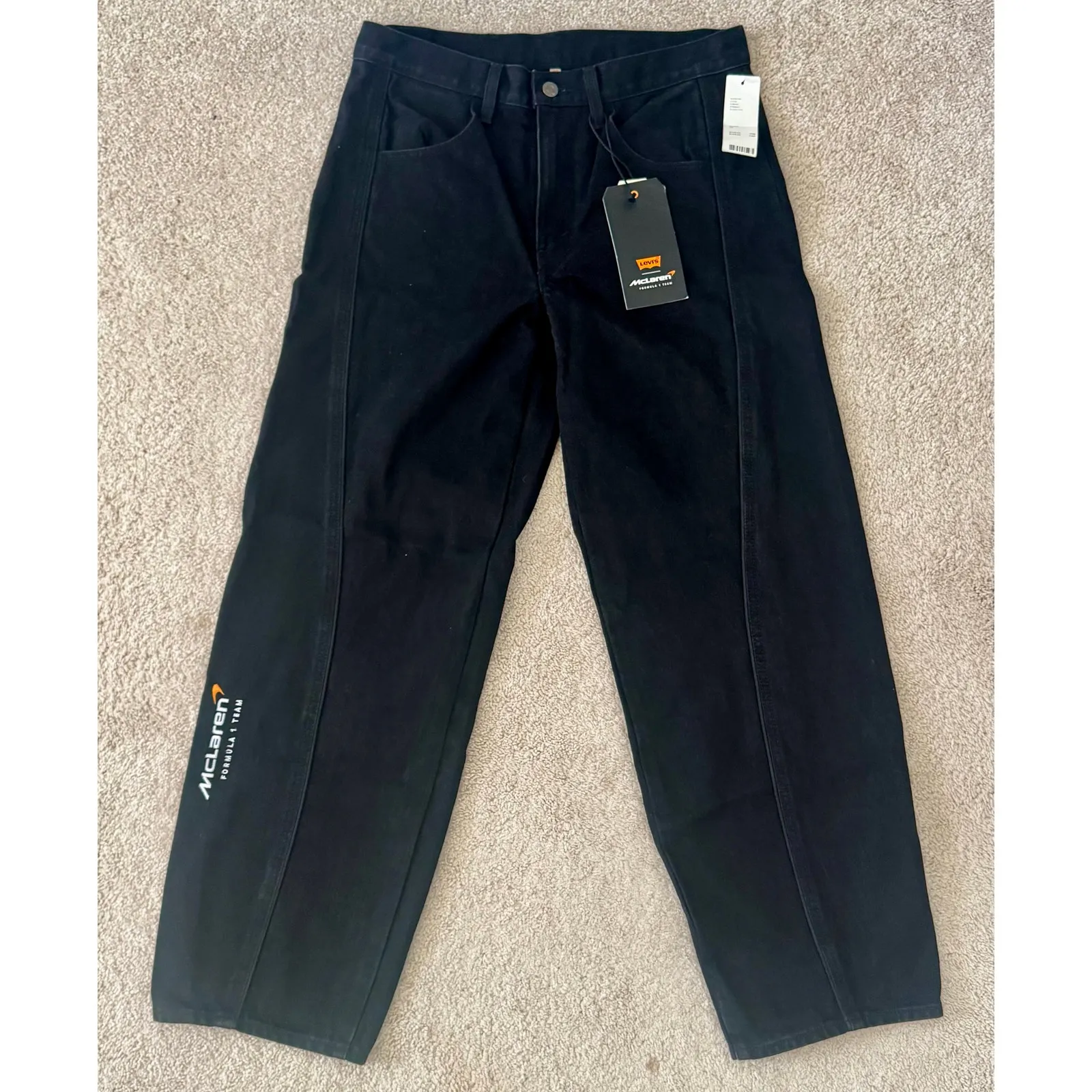 Levi's x McLaren Speed Baggy Jeans Black Formula 1 Racing Womens Sz 29 - Image 2
