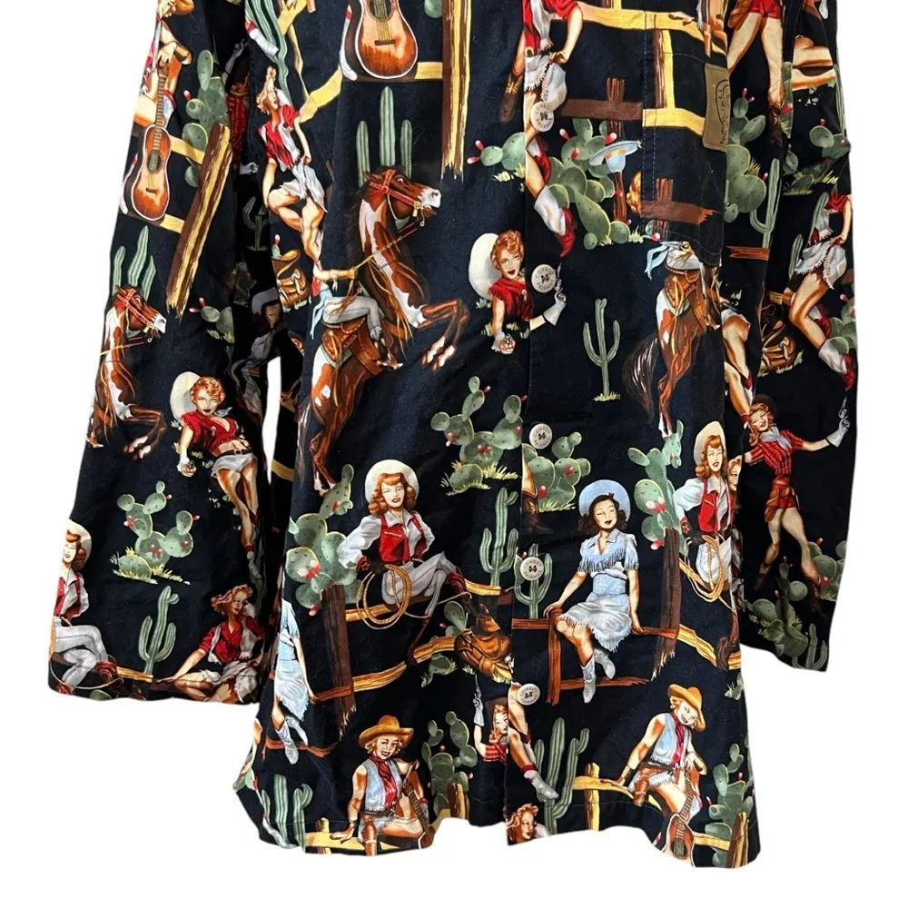 Vintage Cowgirls Night Shirt by Cowboy Pajamas Black Size M - Image 3