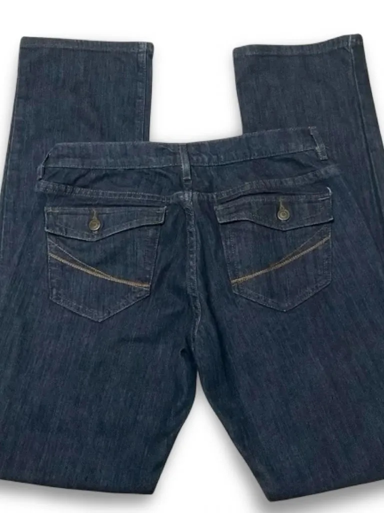 Sonoma Jeans Womens 8 Modern Fit Straight Low Rise Preppy Dark Wash Blue Stretch - Image 2