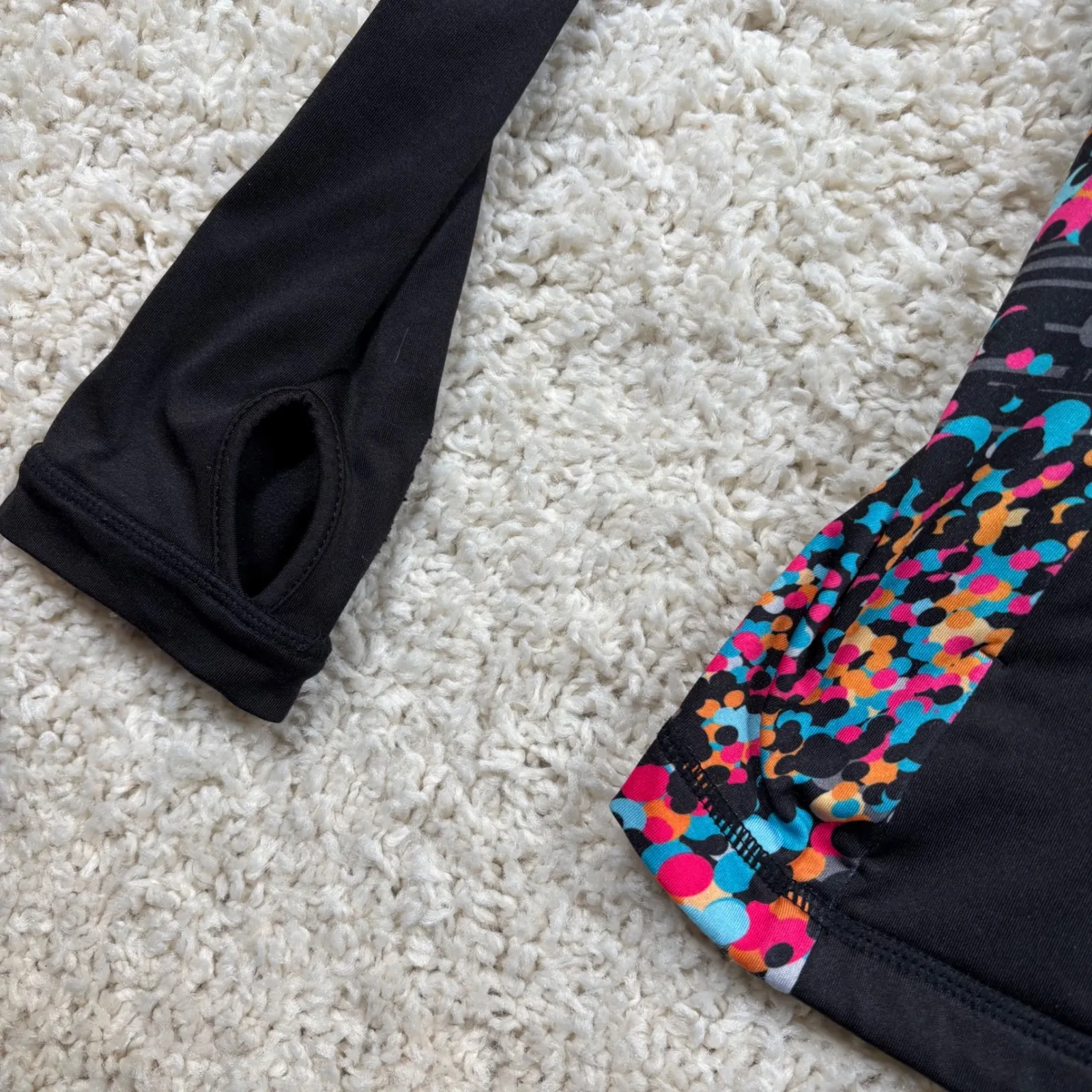 Disney Parks Minnie Mouse Black Athletic Zip Up Jacket Women S Colorful Confetti - Image 5