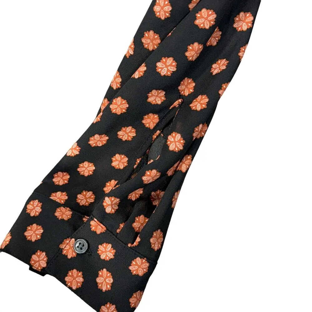 Ann Taylor LOFT X-Large Top Hi-Low Long Roll-Tab Sleeve Lightweight Pocket Black - Image 3