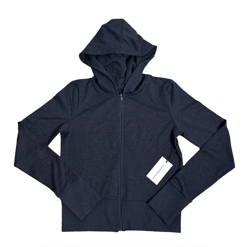 WeWoreWhat Fitted Zip-Up Hoodie Heather Navy Size M NWT - Image 3