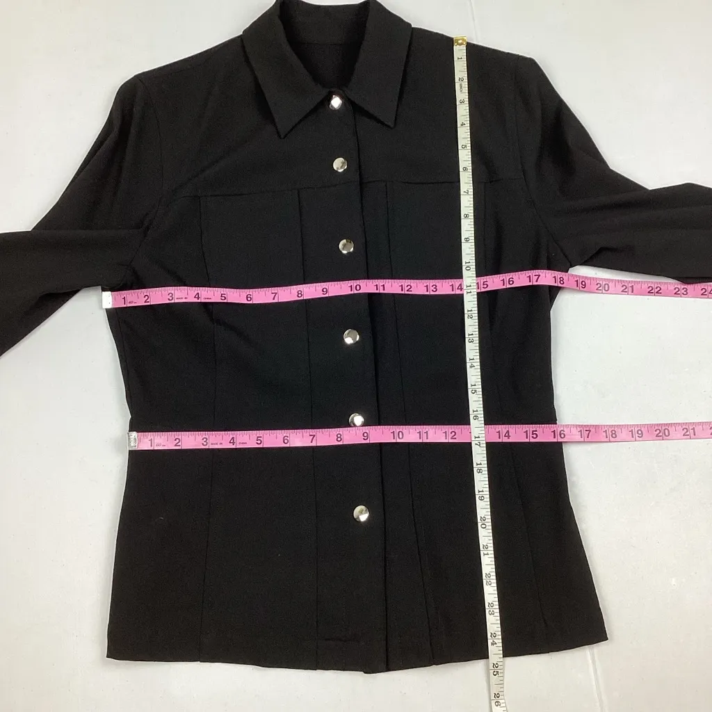 Jones New York Sport Stretch Black Snap Front Light Jacket - Image 9