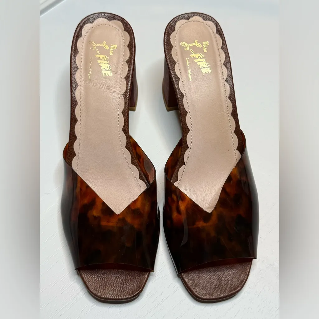 Mules Hannah Tortoiseshell de Miss L Fire Block Mules Brown Size 7.5 - Image 2
