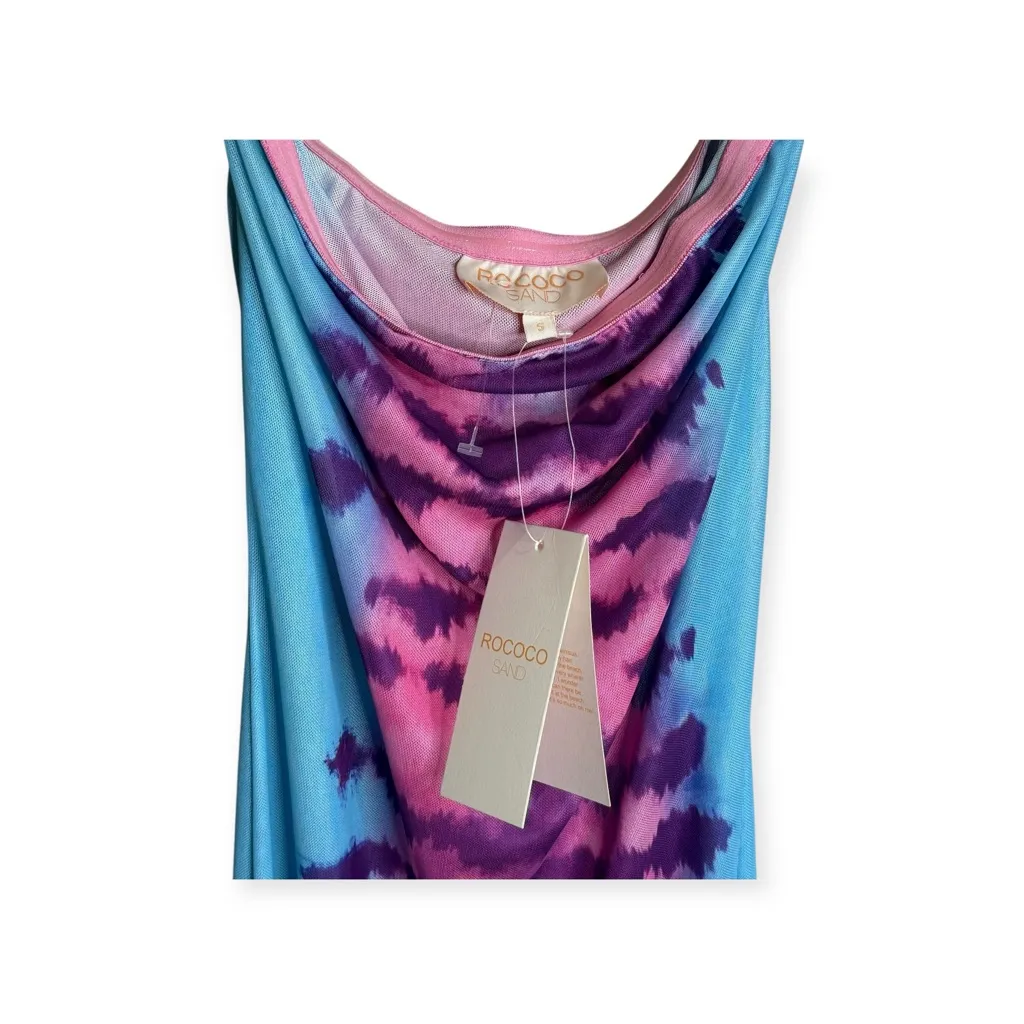 new Rococo Sand 𖦹 Opal Long Strapless Bodycon Dress 𖦹 Turquoise Pink Print 𖦹 S Blue - Image 6