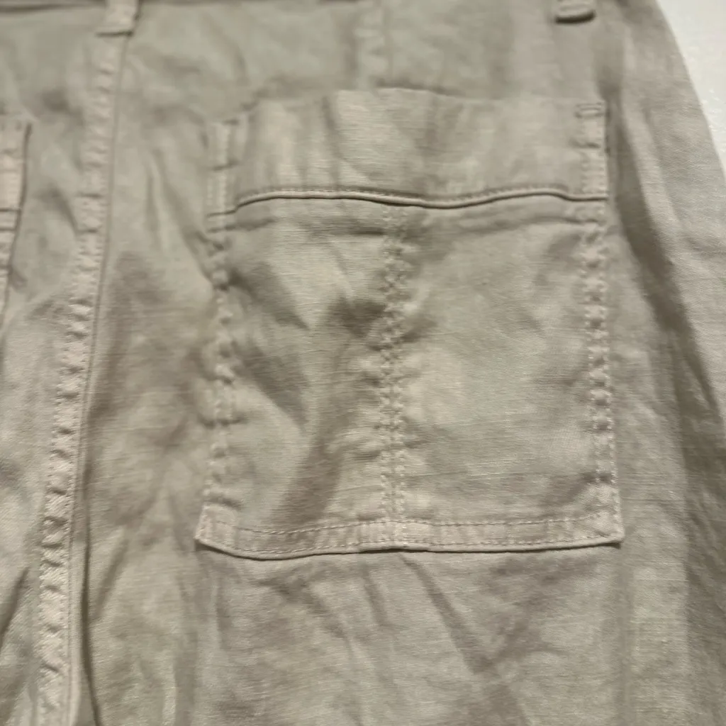 Evereve Women’s Sz: 27 Cream Tan  Wide Leg Linen Blend Pant. Patch Pocket. - Image 10