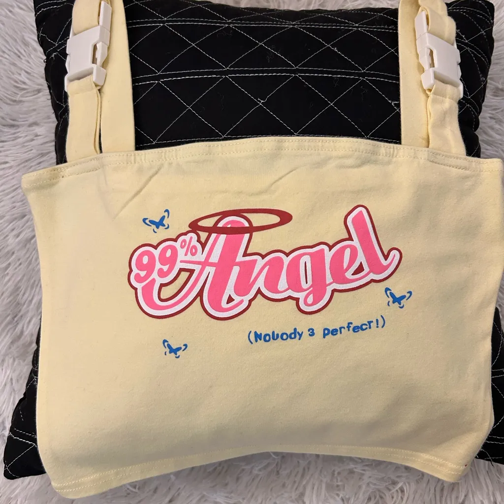 Y2K Big Buckle Crop top! %99 ANGEL Yellow Size M - Image 2