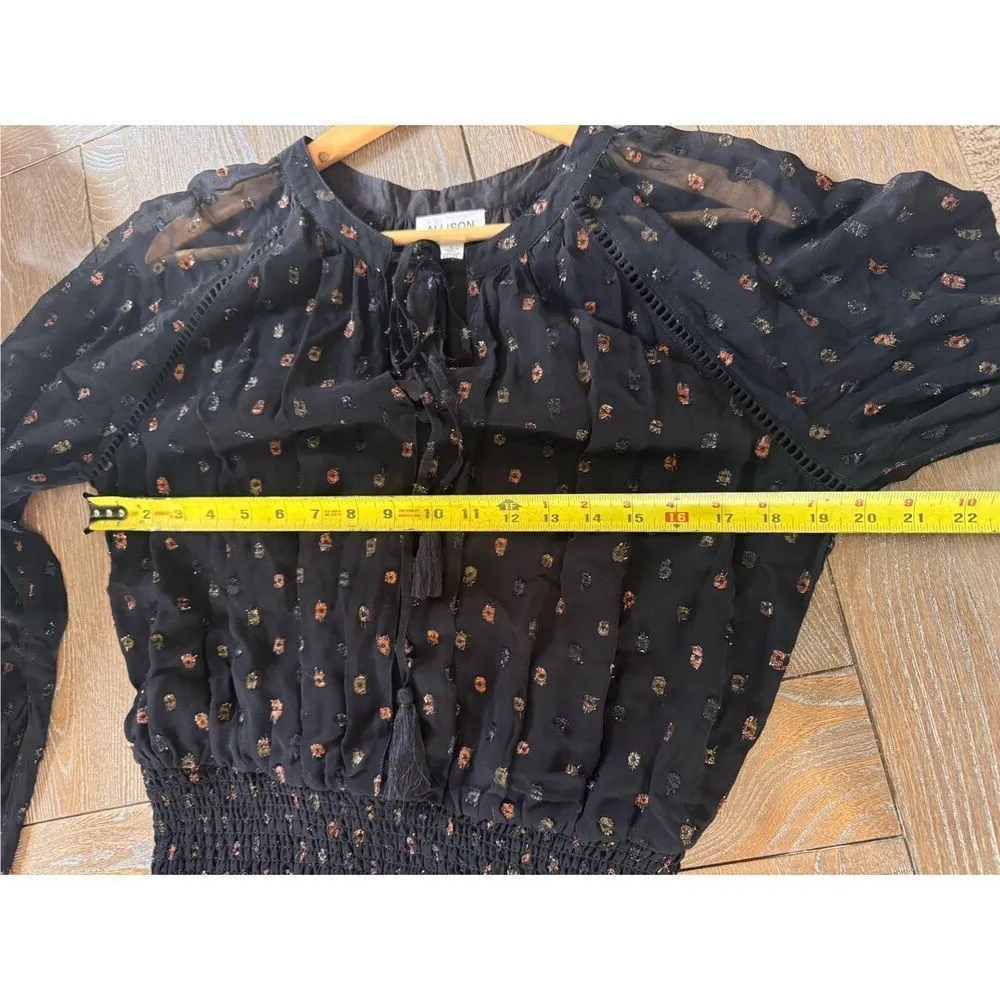 NWOT Allison New York Scarlett Black Metallic Dress Size Large - Image 10