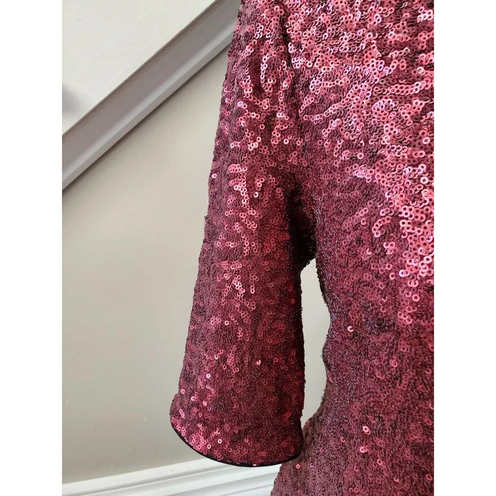 Betsey Johnson Women's Burgundy Ombre Sequin Valentine's Day Party Dress Sz 6 - Image 5