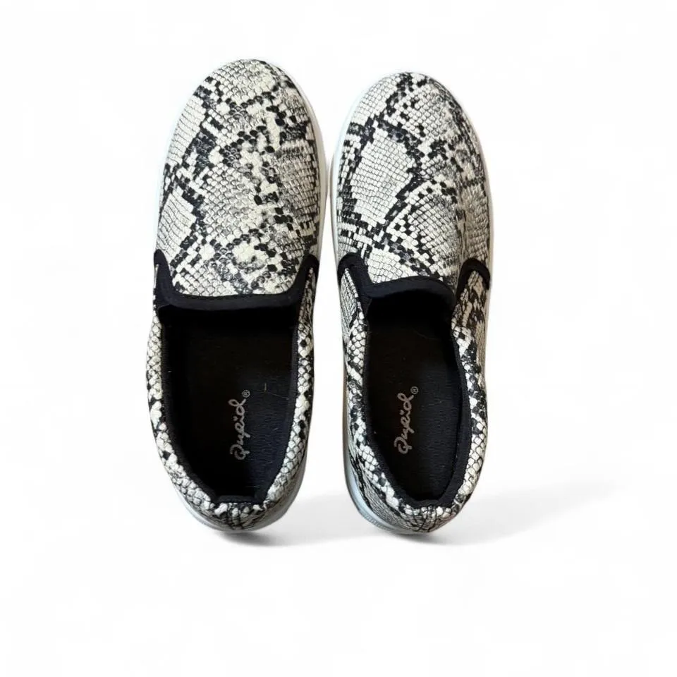 Snakeskin Print Faux Leather Slip On Sneakers - Image 3