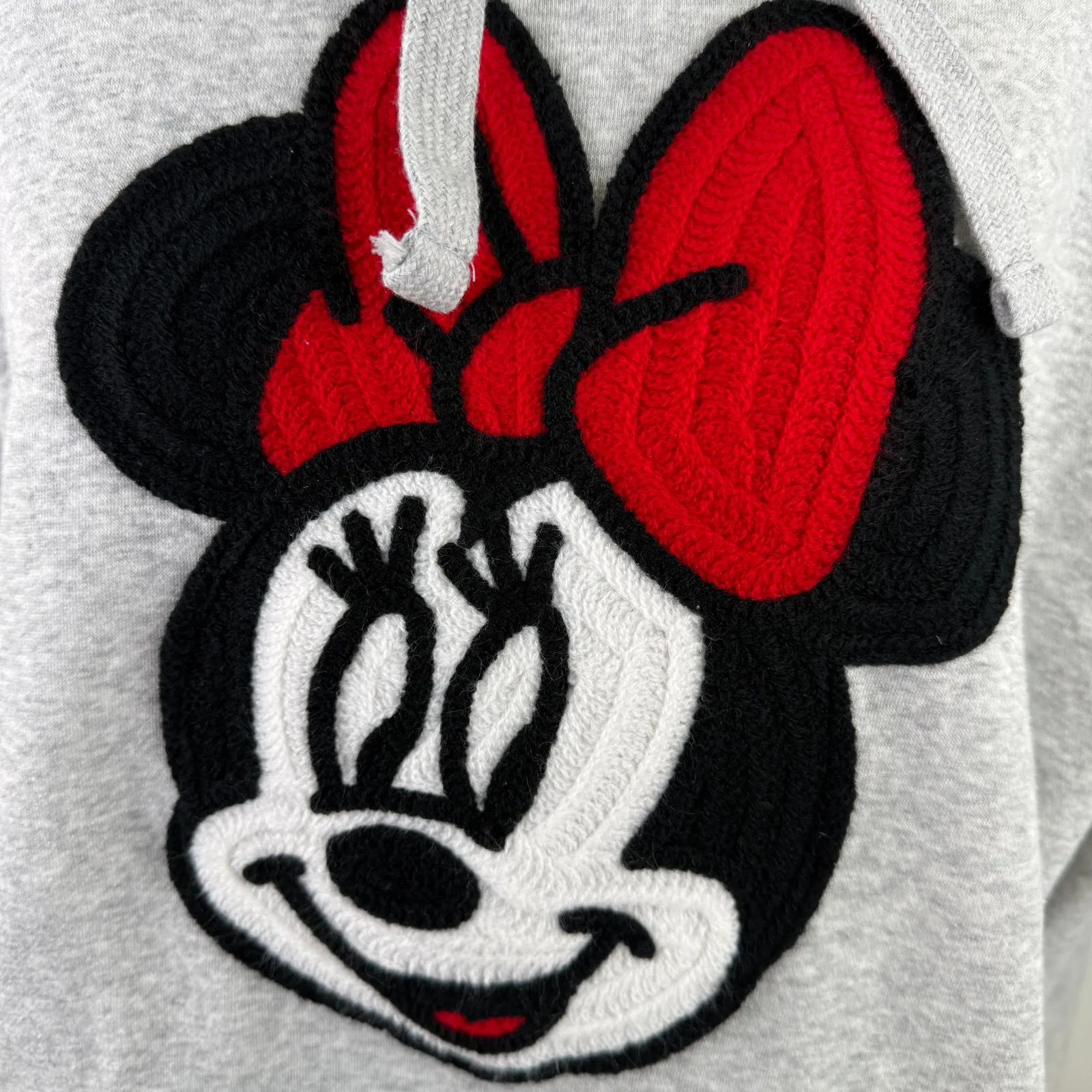 Disney Minnie Mouse Women's Embroidered Heathered Grey Hoodie Size XXL - Image 2